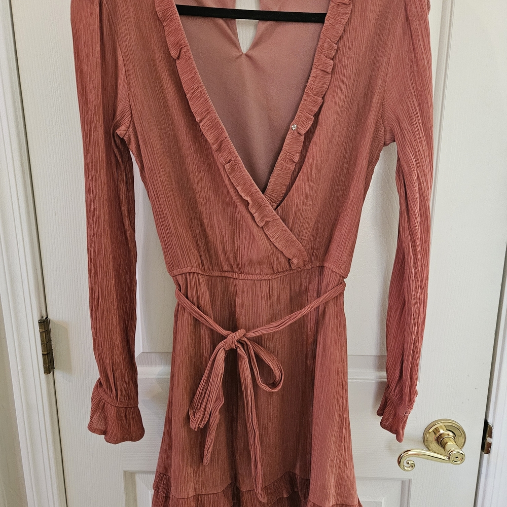 Elegant Rust Wrap Dress